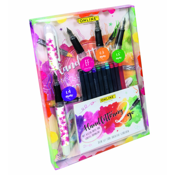 Coffret - Stylo plume - Calligraphie - 3 plumes différentes - 10 cartouches - ONLINE