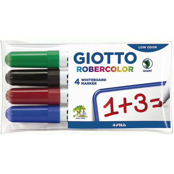 photo-Feutres effaçables - Pour ardoise tableau - 4 couleurs - Pointe large - GIOTTO