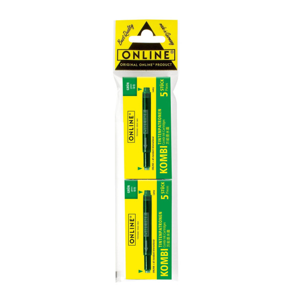 photo-Cartouches d'encre - Vert - Longue - Pour stylo plume et roller à cartouche - 2x5 pièces