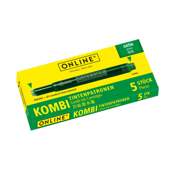 Cartouches d'encre - Vert - Longue - Pour stylo plume et roller à cartouche - 2x5 pièces