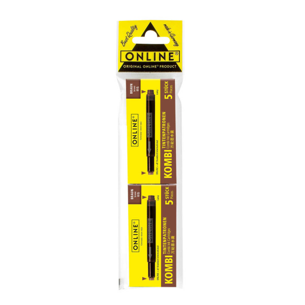 photo-Cartouches d'encre - Marron - Longue - Pour stylo plume et roller à cartouche - 2x5 pièces