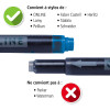 Cartouches d'encre - Longue - Pour stylo plume et roller - Noir - Bleu - Turquoise - Orange - Rose