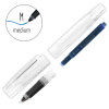 Stylo roller - Rechargeable avec cartouche d'encre - Pointe moyenne - Corps transparent