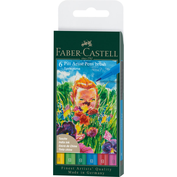 photo-Feutres - Faber-Castell - Pitt Artist Pen - Springtime - Printemps - Etui de 6 feutres