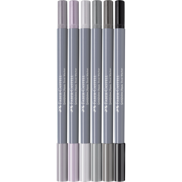 Feutres de coloriage - Faber-Castell - Goldfaber Aqua - Nuances de gris - Etui de 6