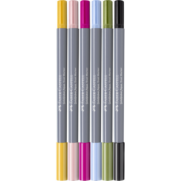 Feutres de coloriage - Faber-Castell - Goldfaber Aqua - Couleurs douces - Etui de 6