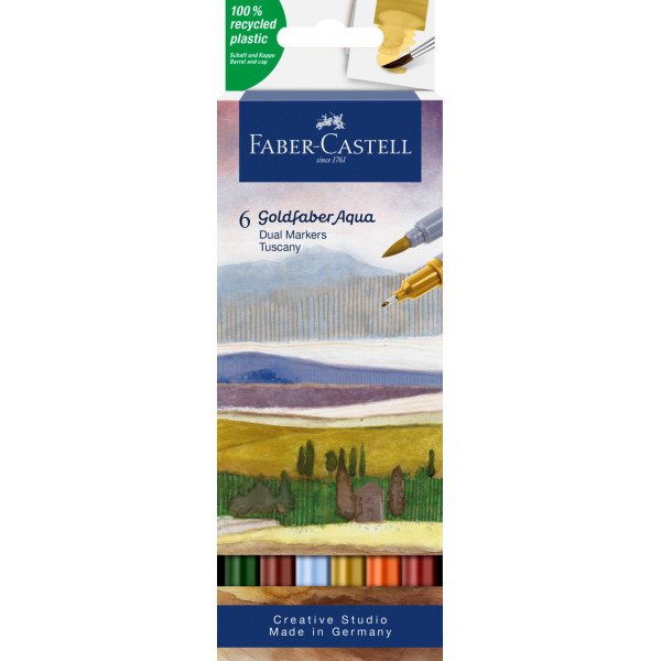photo-Feutres de coloriage - Faber-Castell - Goldfaber Aqua - Couleurs paysage - Etui de 6