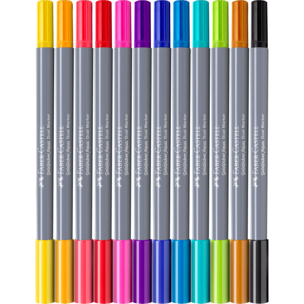 Feutres de coloriage - Faber-Castell - Goldfaber Aqua - Assortiment couleur - Etui de 12
