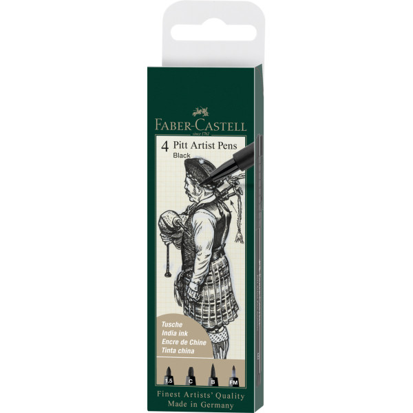 photo-Feutres à dessin - Faber-Castell - Pitt Artist Pen - Noir - 4 mines différentes
