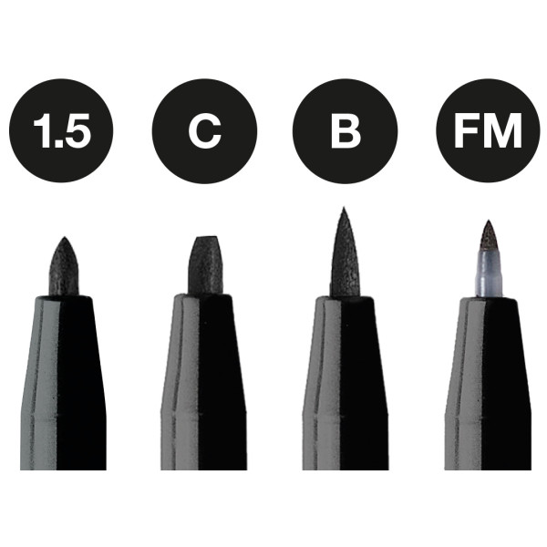 Feutres à dessin - Faber-Castell - Pitt Artist Pen - Noir - 4 mines différentes