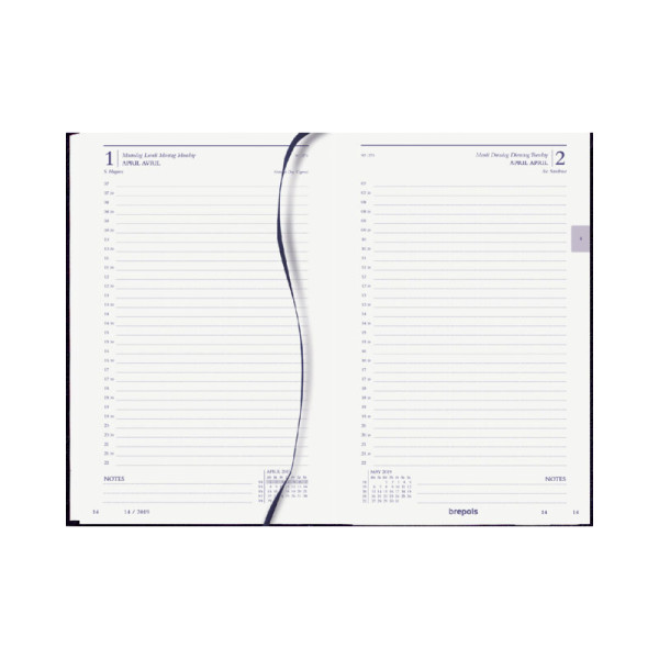 Agenda Journalier BREPOLS SATURNUS 2024 - Format 13,3x20,8cm - Couverture Noire - 1 Jour Par Page