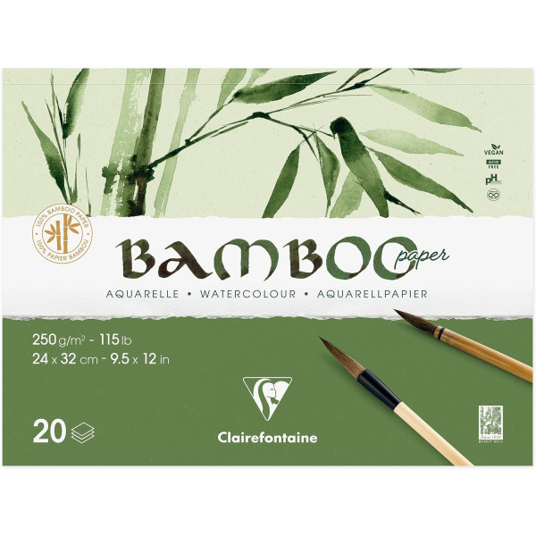 photo-Bloc - Aquarelle - 24x32cm - 20 feuilles - Clairefontaine - Bamboo