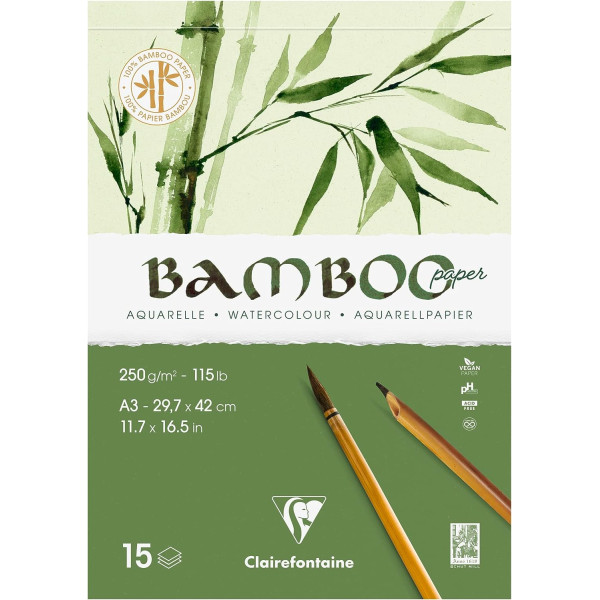 photo-Bloc - Aquarelle - A3 - 29,7x42 cm - 20 feuilles - Clairefontaine - Bamboo