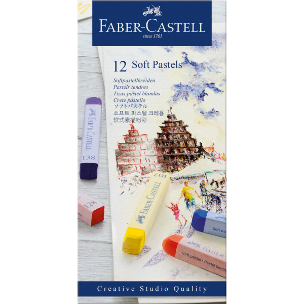 photo-Pastels tendres - Boîte de 12 couleurs - Faber-Castell - Soft Pastel