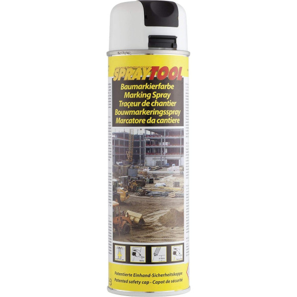 photo-Bombe de peinture - Blanc - Marquage - Repérage - Traceur de chantier - 500ml