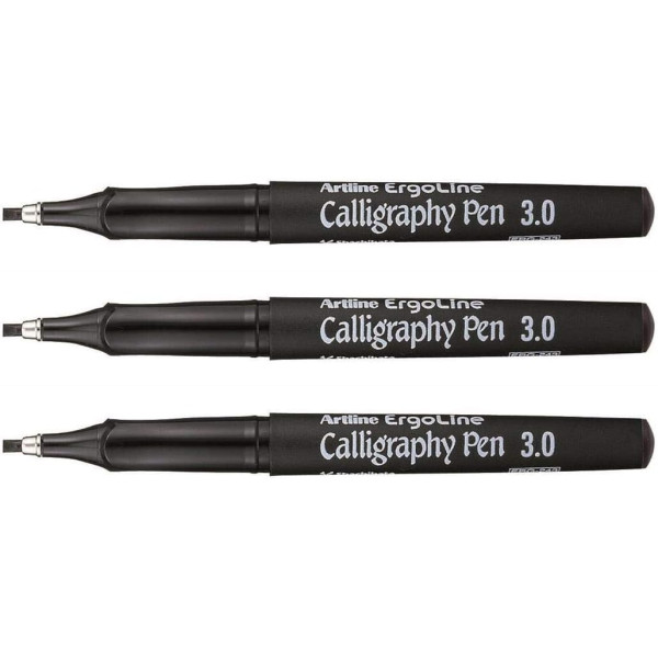 photo-Lot de 3 feutres - Noir - Calligraphie - Pointe fine de 3mm - Artline - Calligraphy Pen