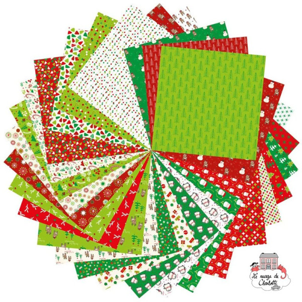 Papier pour origami - Thème Noël - Carnet de 61 feuilles - 20x20cm - Avenue Mandarine