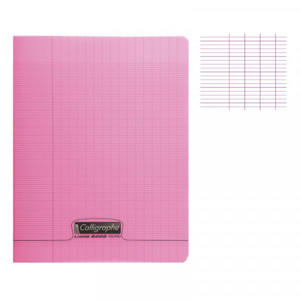 photo-Cahier - 17x22(cm) - Grands carreaux - 48 pages - Polypro - sans spirale - Rose