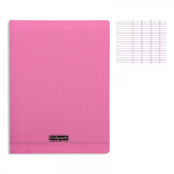 photo-Cahier - A4 (21x29,7cm) - Grands carreaux - 96 pages - Polypro - sans spirale - Rose