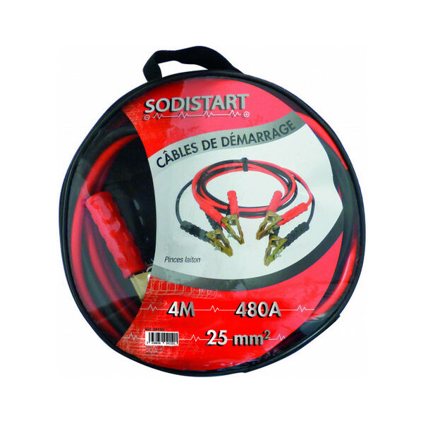 Câbles de démarrage - Voiture - CCA - 25mm - 2 pinces - 480A - 2x4M