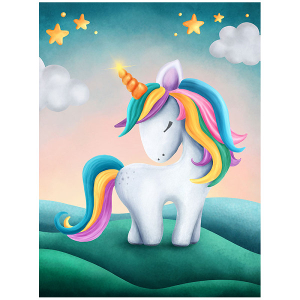 photo-Kit de diamond painting - Enfant - Licorne - 15x20cm