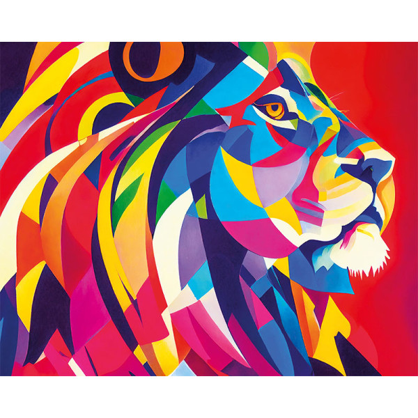 photo-Kit de diamond painting - Modèle lion coloré - 40x50cm