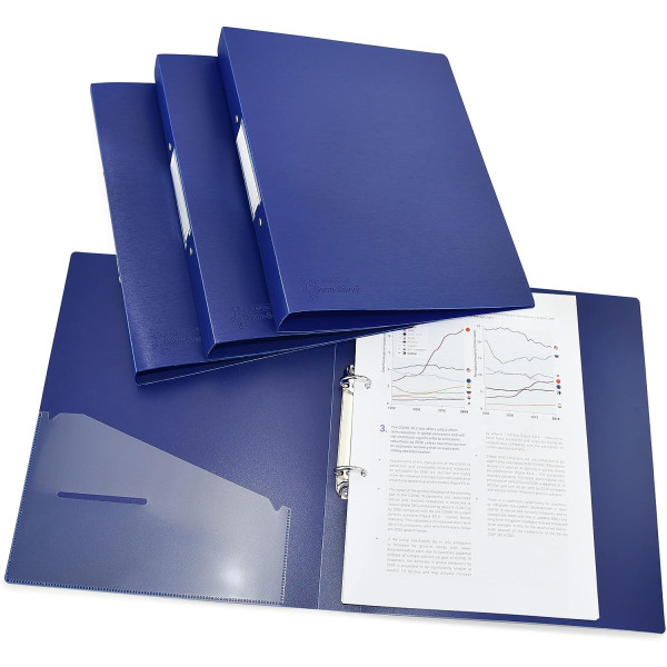 photo-Classeurs - A4 - 4 anneaux - Polypro - Bleu - Dos 35mm - Lot de 4