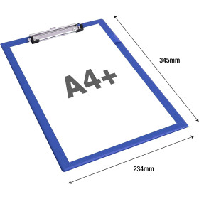 Porte-bloc - A4+ - Rigide - Bleu - Clip métal - Rapesco