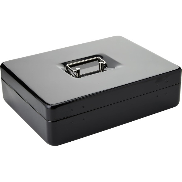 Caisse à monnaie - Noir - Métal - 5 compartiments - 30cm