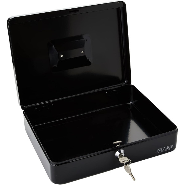 Caisse à monnaie - Noir - Métal - 5 compartiments - 30cm
