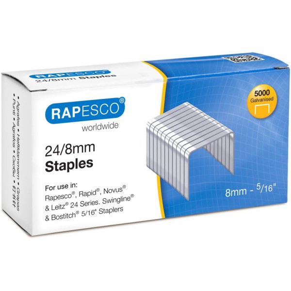 photo-Agrafes - 24/8 - 8mm - Acier - Boîte de 5000 - Rapesco