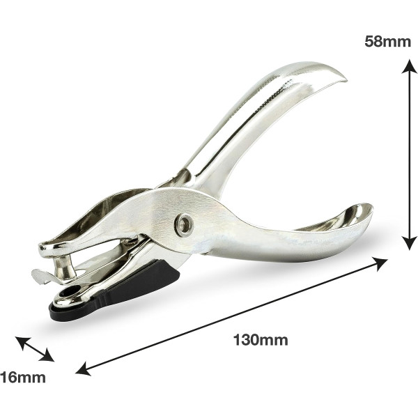 Perforateur - 1 trou - Pince métal - Perfore 10 feuilles - Argent - Rapesco
