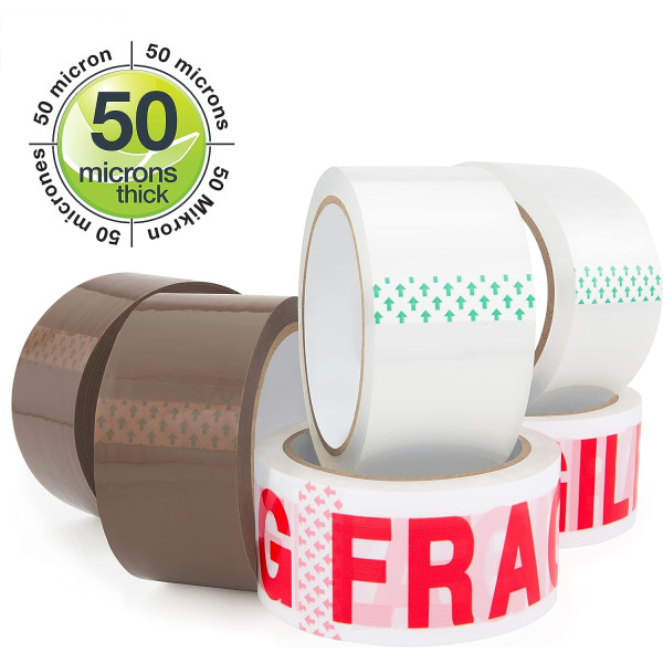 Ruban adhésif - Emballage - Assortiment - Pour colis et déménagement - 6 rouleaux