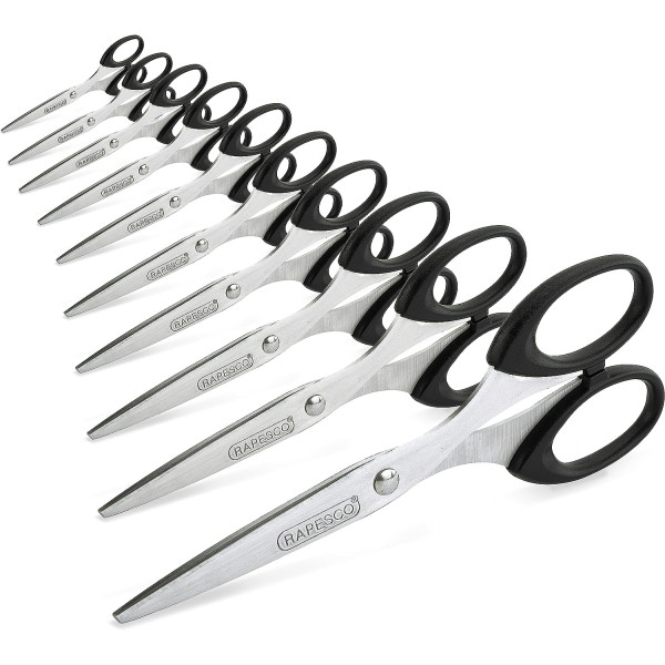 photo-Ciseaux - Bouts pointus - 16 cm - Bureau - Lot de 10 - Lame acier - Rapesco