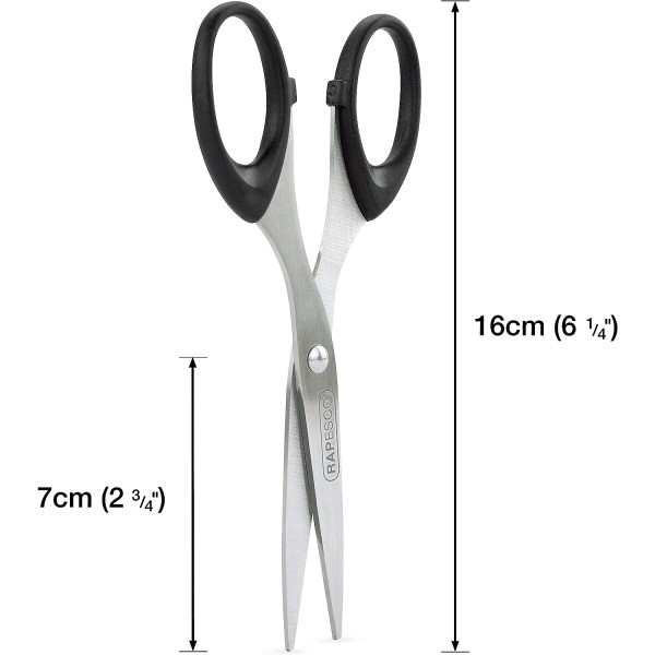 Ciseaux - Bouts pointus - 16 cm - Bureau - Lot de 10 - Lame acier - Rapesco
