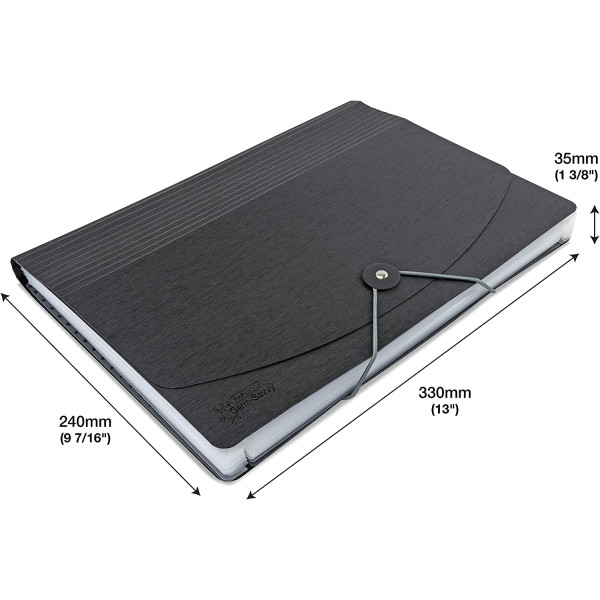 Trieur - Valisette - 13 compartiments - Noir - Format A4 - Rapesco