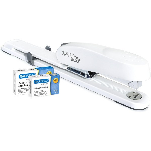 photo-Agrafeuse - Long bras - Agrafes 26/6mm - Blanc - Inclus 2000 agrafes - Rapesco