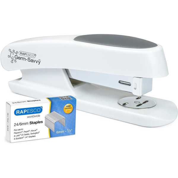 photo-Agrafeuse - Avec agrafes 24/6mm - Blanc - Bureau - Inclus 1000 agrafes - Rapesco