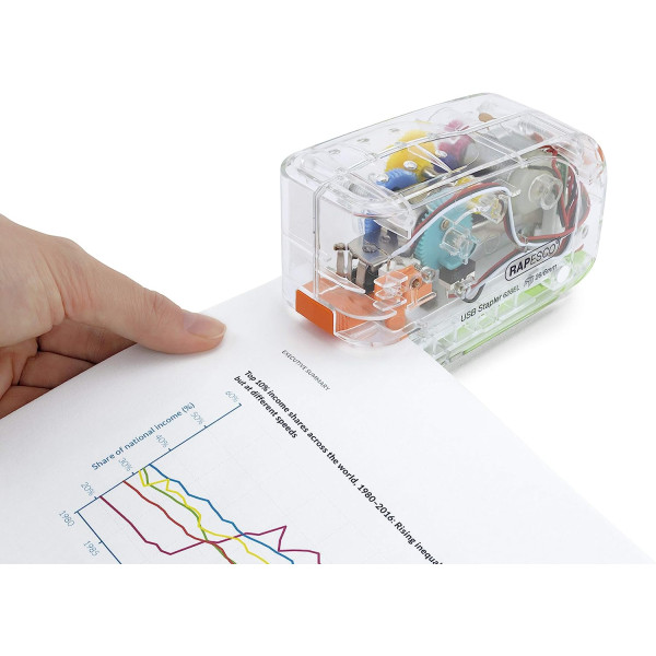 Agrafeuse automatique - Sur batterie - Prise USB - Capacité 15 feuilles - Rapesco