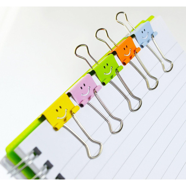 Pinces à clip - Métal - Couleurs assortis - Avec smiley - Boîte de 80 - Rapesco