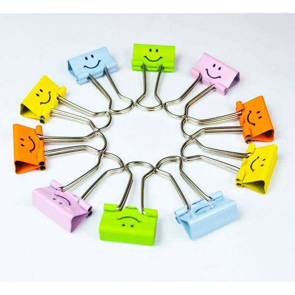 Pinces à clip - Métal - Couleurs assortis - Avec smiley - Boîte de 80 - Rapesco