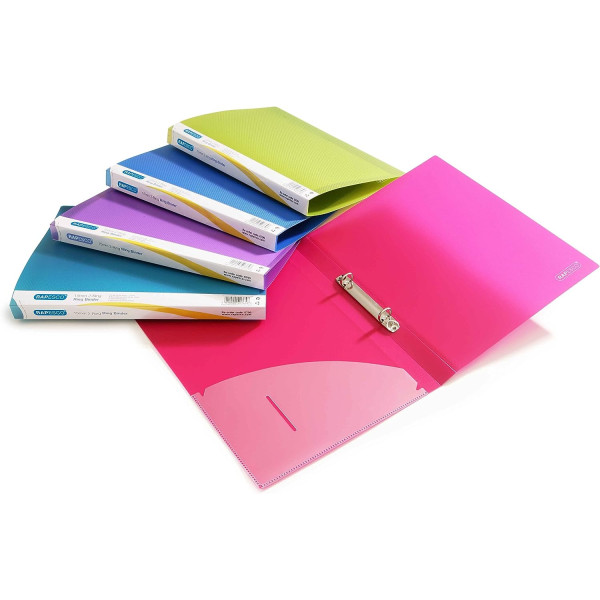 photo-Classeurs - A4 - 2 anneaux - Dos 15mm - Polypro - Souple - Lot de 10 - Couleurs vives