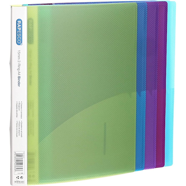 Classeurs - A4 - 2 anneaux - Dos 15mm - Polypro - Souple - Lot de 10 - Couleurs vives