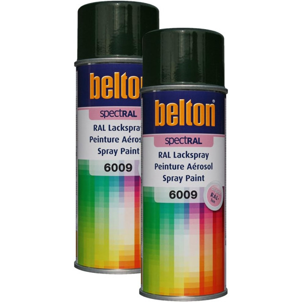photo-2 bombes de peinture Belton Spectral RAL6009 vert sapin 400ml