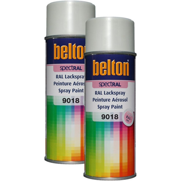photo-2 bombes de peinture Belton Spectral RAL9018 blanc papyrus 400ml