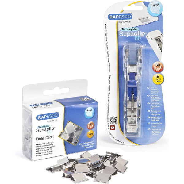 Distributeur de pinces à clip - Reliure pour documents - Inclus 100 pinces - Rapesco