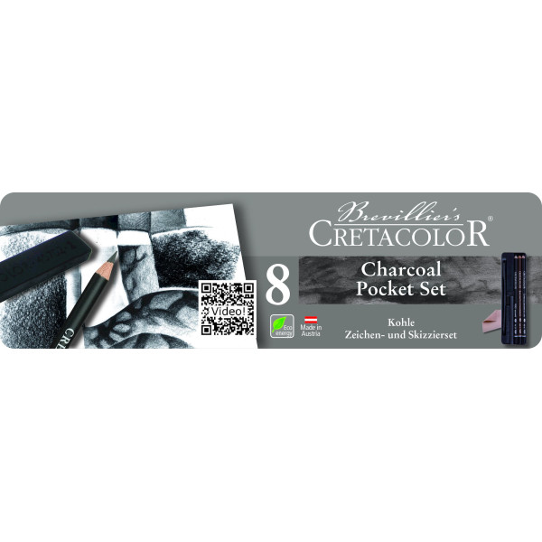 photo-Crayons de dessin - Fusains - Cretacolor -  Charcoal Pocket Set - Boîte de 8 pièces