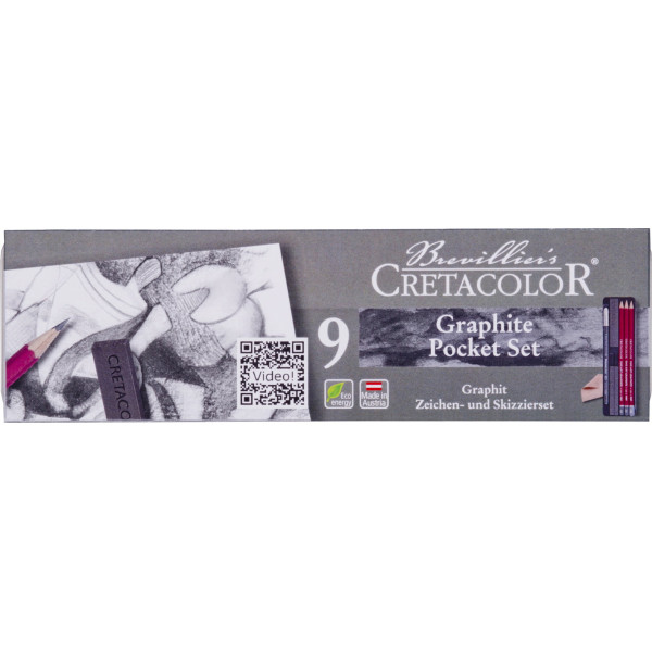 photo-Crayons graphite - Dessin - Cretacolor -  Graphite Pocket Set - Boîte de 9 pièces