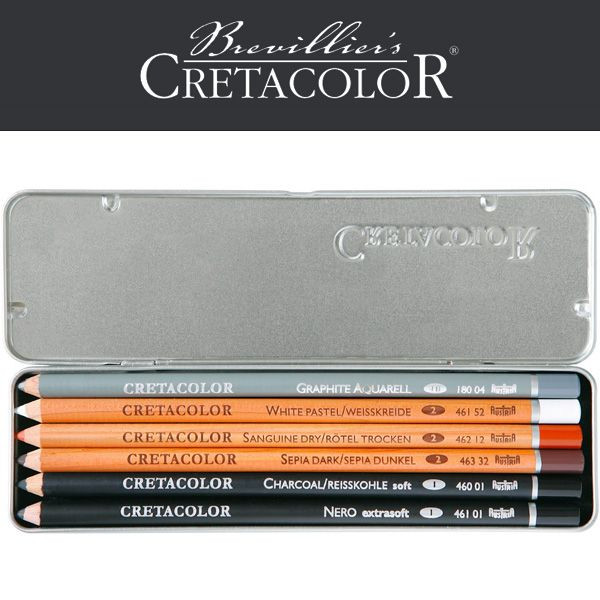 photo-Crayons à l'huile - Esquisse gras - Cretacolor -  Oil Pencils Pocket Set - Boîte de 6 pièces