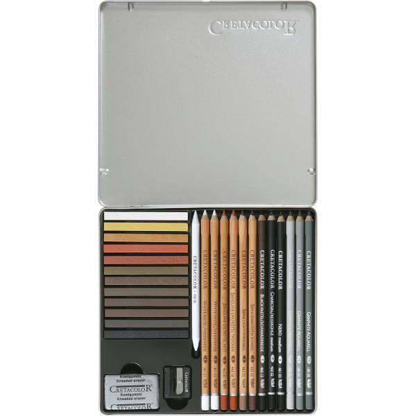 Crayons - Fusains - Estompe - Dessin - Esquisse - Cretacolor - Creative Drawing Set - 27 pièces